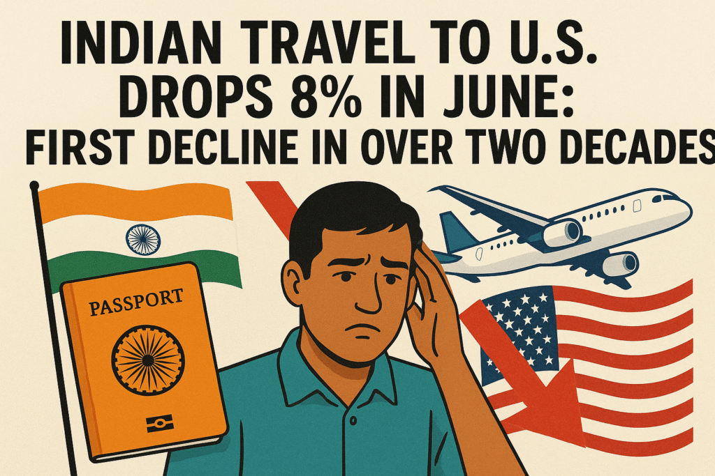 Indian Travel to U.S. Drops 8% in June: First Decline in Over Two Decades
