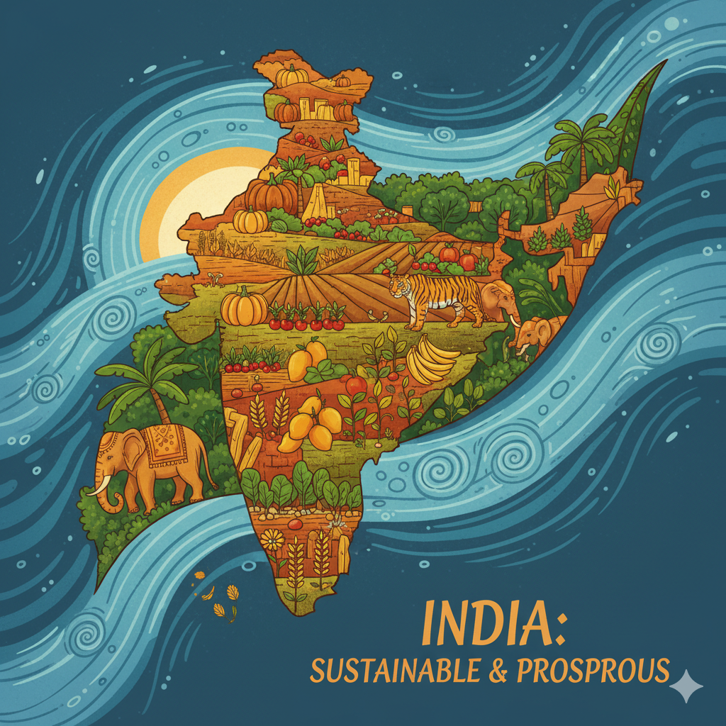 India shaped like a green leaf